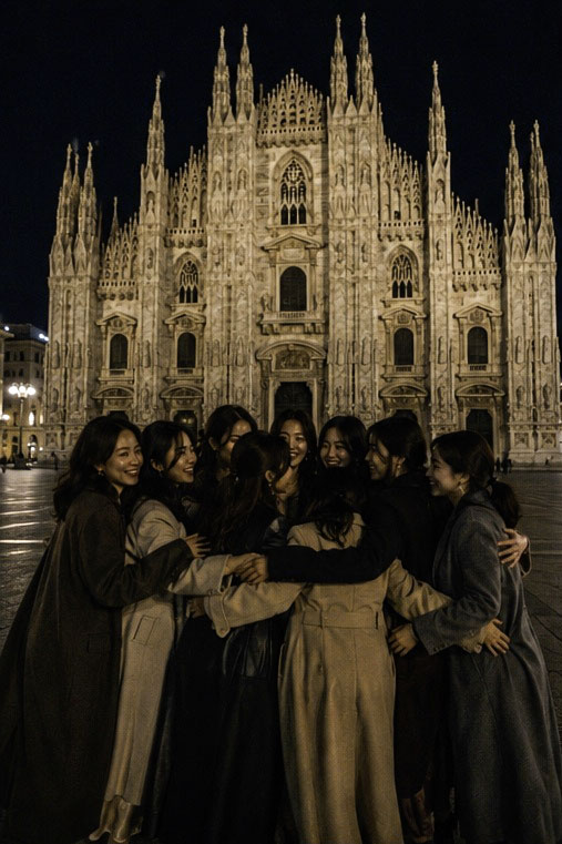 Social Media Post - Milan Cathedral Night Group Hug — output 1