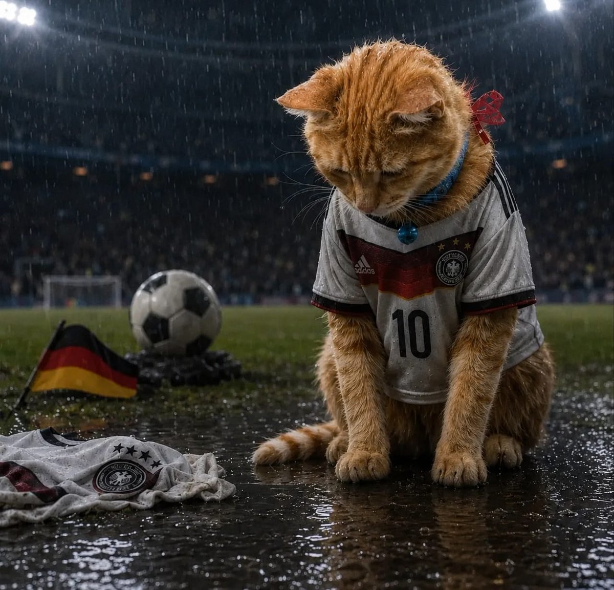 YouTube Thumbnail - Sad Germany Football Cat — output 1