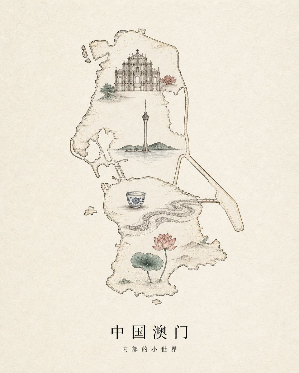 Infographic / Edu Visual - Vintage Macau Map Poster — output 1