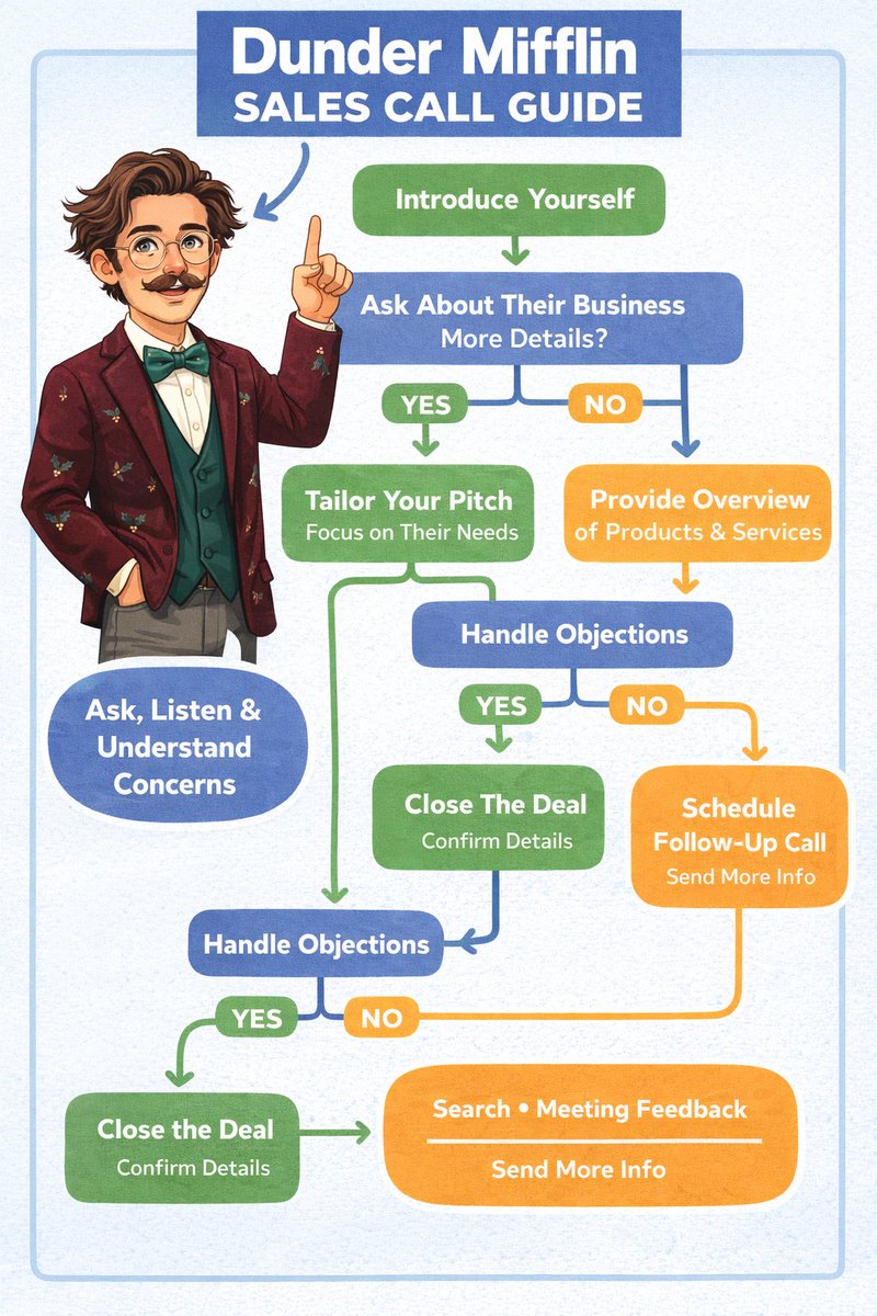 The Office Inspired Sales Flow Chart Infographic — output 1