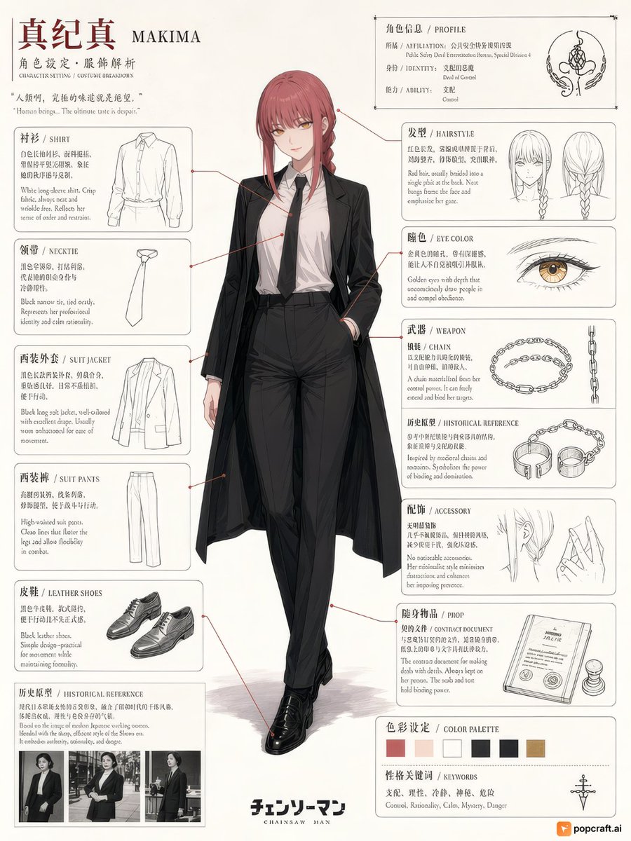 Infographic / Edu Visual - Chainsaw Man Makima Character Design Sheet — output 1
