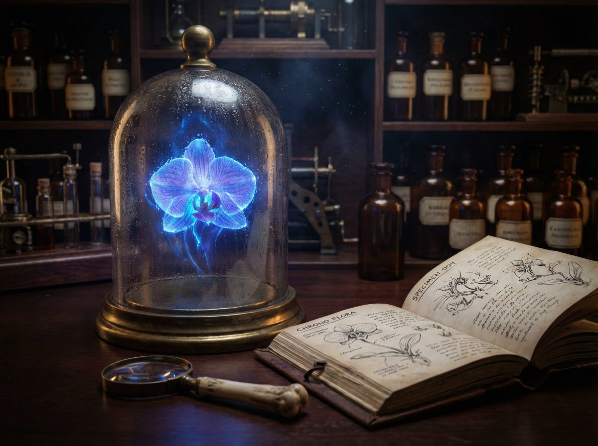 JSON Nano Banana Pro prompt for steampunk botanist workbench — output 1