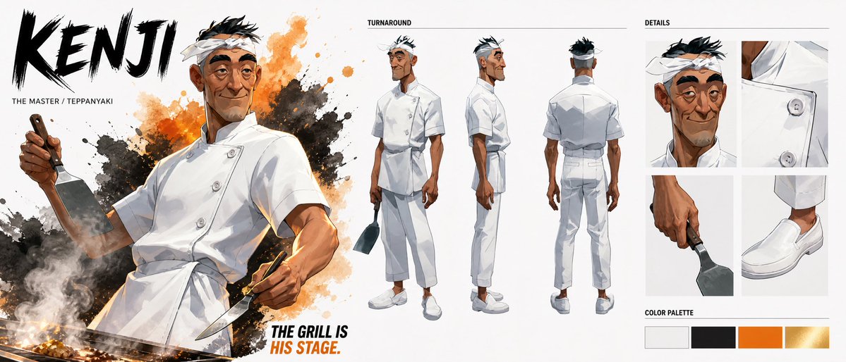 Comic / Storyboard - Cinematic Character Bible Sheet — output 1