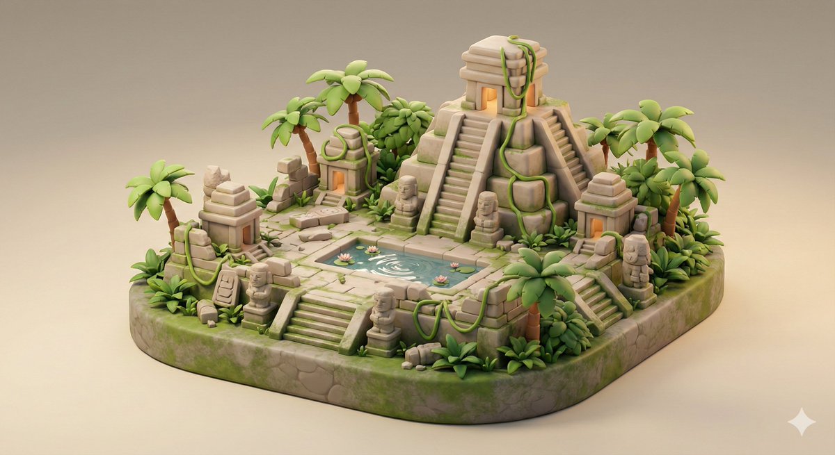 Game Asset - Ancient Jungle Temple Diorama Collectible Prompt — output 1