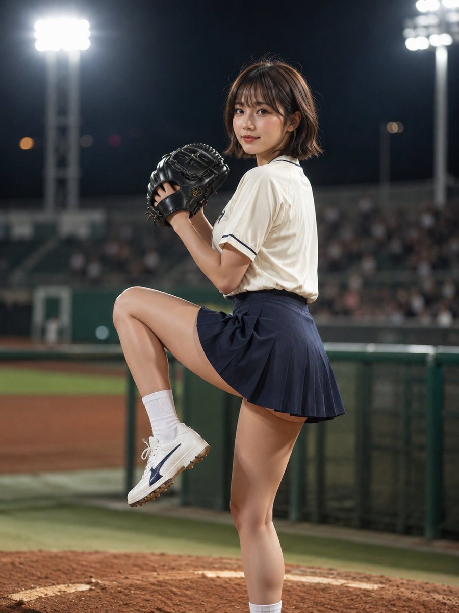 Profile / Avatar - Female Baseball Pitcher at Night — output 1