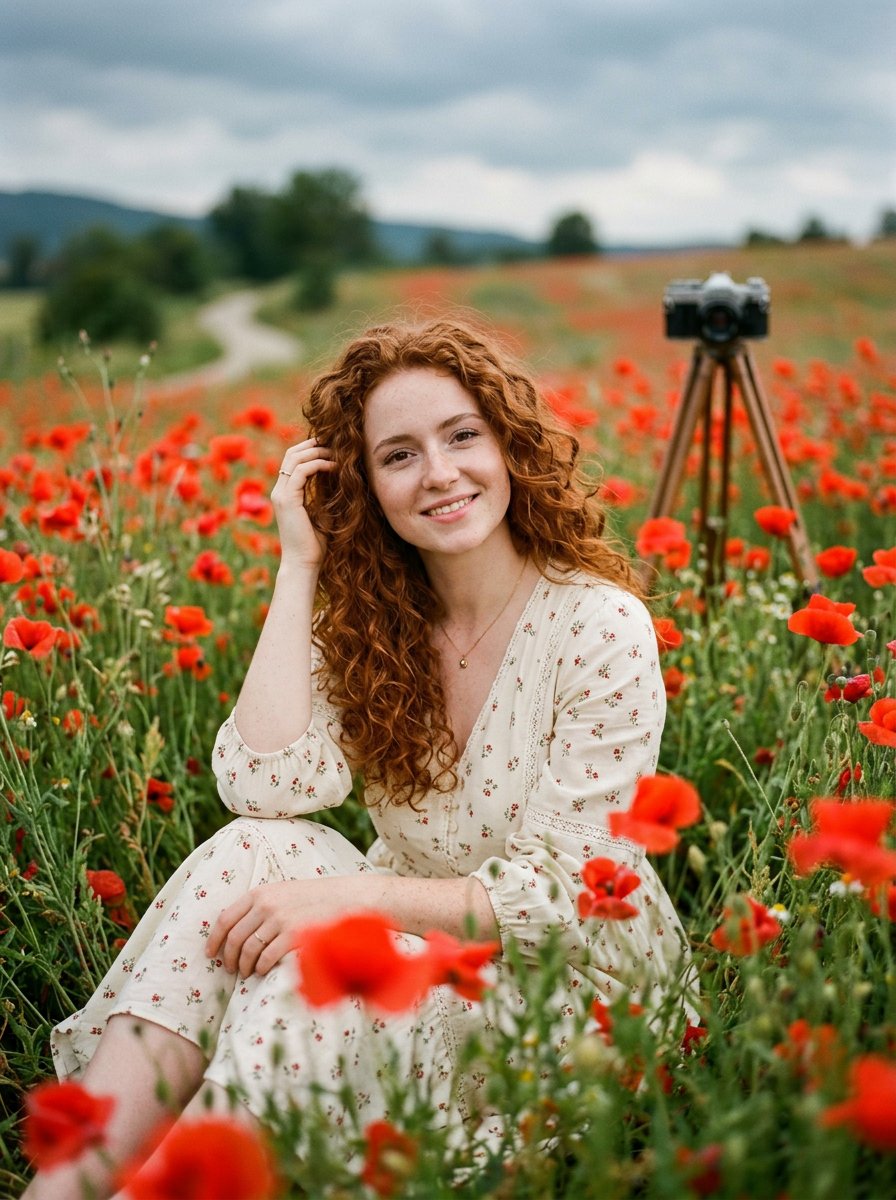 Profile / Avatar - Redheaded Woman in Poppy Field — output 1