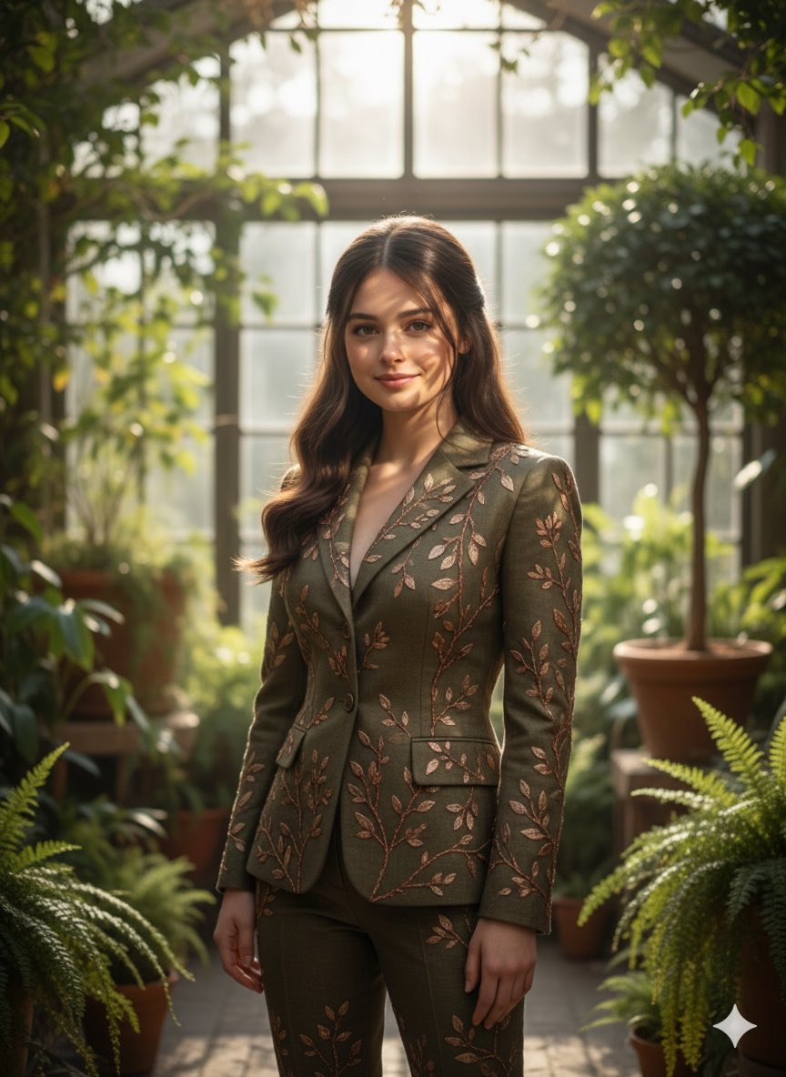 Editorial Fashion Portrait in Indoor Garden — output 1
