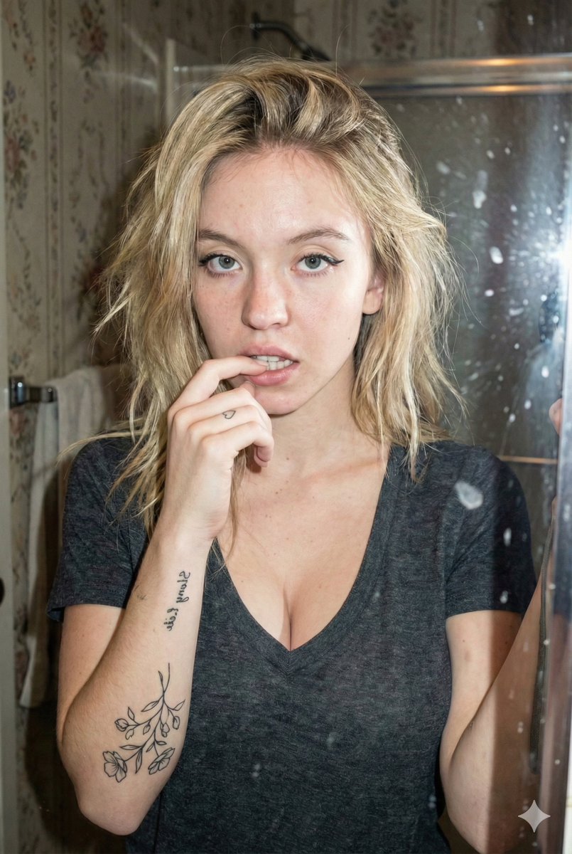 Grungy Flash Mirror Selfie with Tattoos — output 1