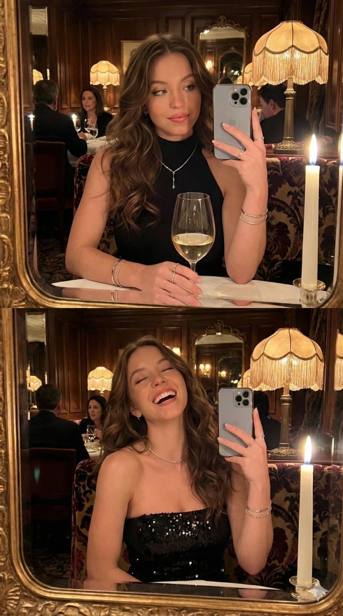 Ultra-Photorealistic Mirror Selfie POV in a Vintage Bistro (Duplicate) — output 1