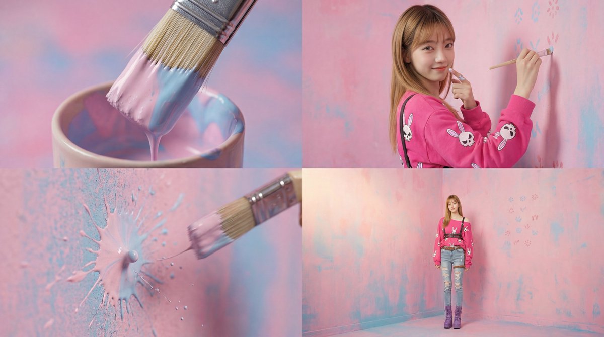 YouTube Thumbnail - Cinematic 4-Cut Video Prompt of Woman Painting — output 1