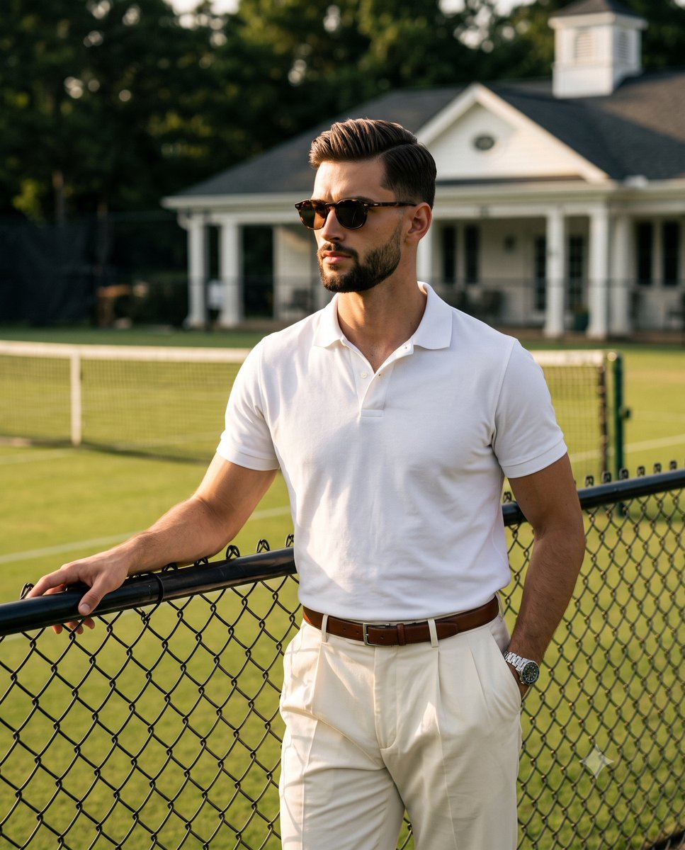 Profile / Avatar - Golden Hour Tennis Court Portrait — output 1