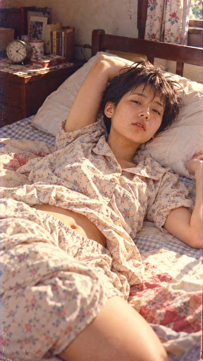 Social Media Post - Retro Portrait of Woman in Floral Pajamas