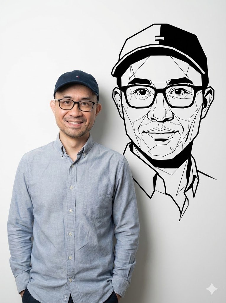Photorealistic Half-Body Portrait with Vector Graphic Overlay (Chinese Version) — output 1