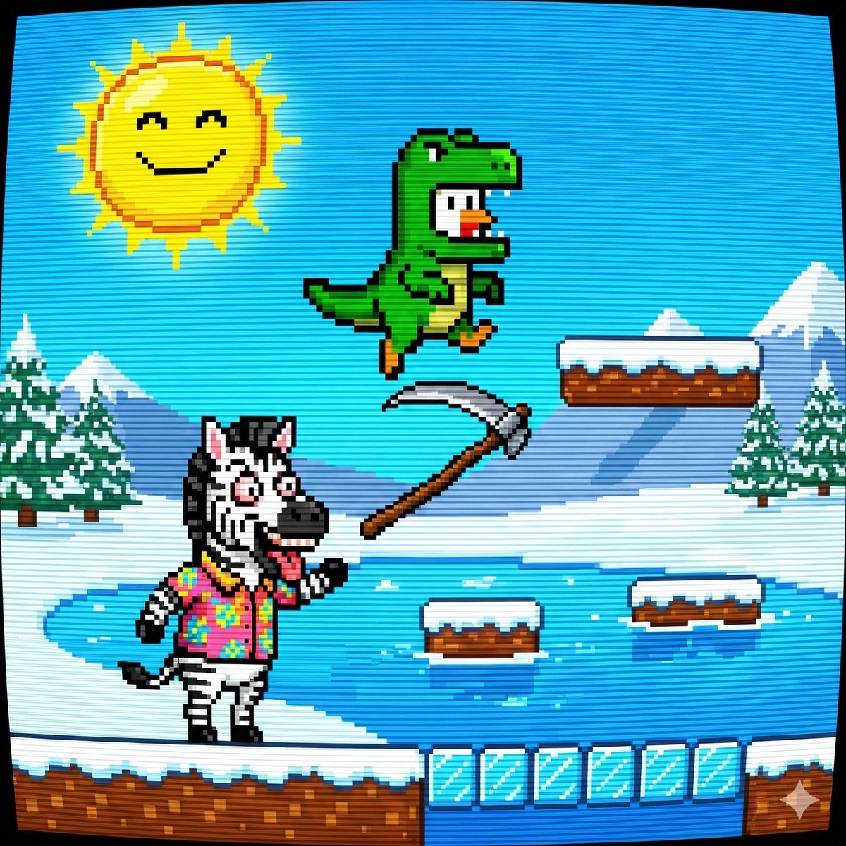 Game Asset - Nano Banana Pro Prompt: 8-bit Chicken in T-Rex Costume — output 1