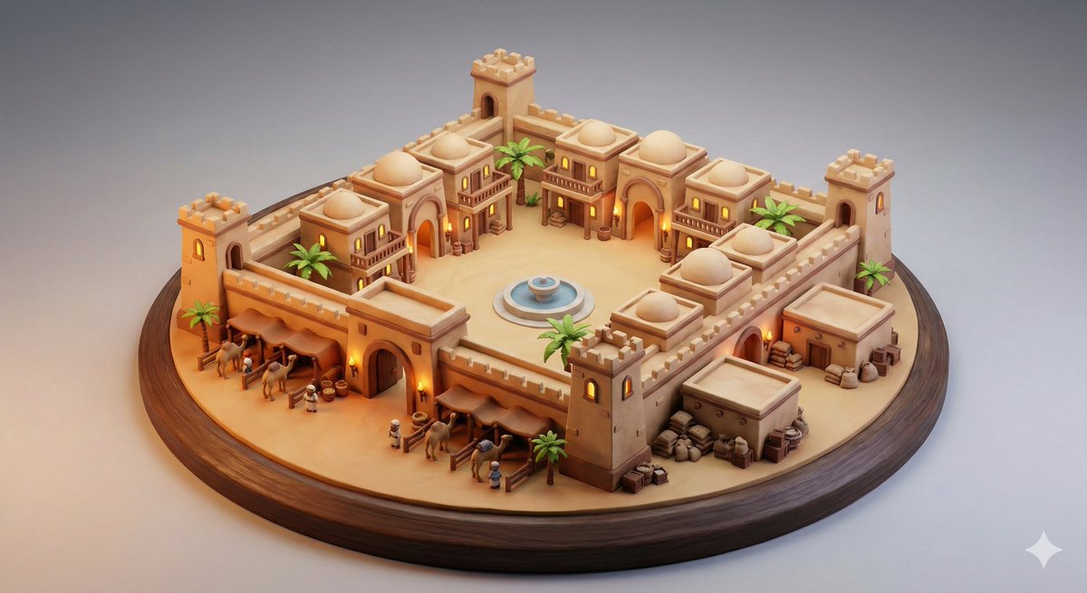 Product Marketing - Whimsical Diorama of a Fortified Desert Caravanserai — output 1