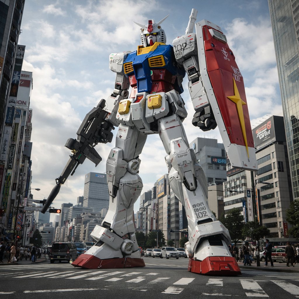 Game Asset - Gundam Model Detail Enhancement and Background Addition — output 1