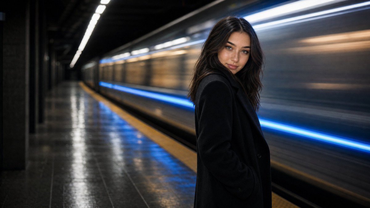 Social Media Post - Cinematic Subway Editorial Portrait — output 1