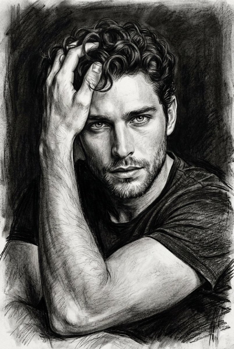 Profile / Avatar - Hyper-Realistic Charcoal Pensive Portrait — output 1