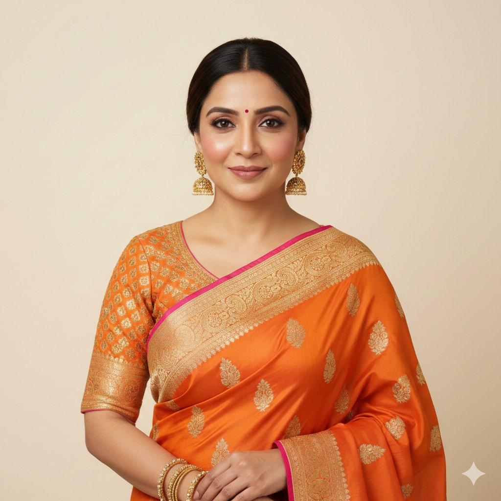 Photorealistic Traditional Indian Saree Portrait — output 1