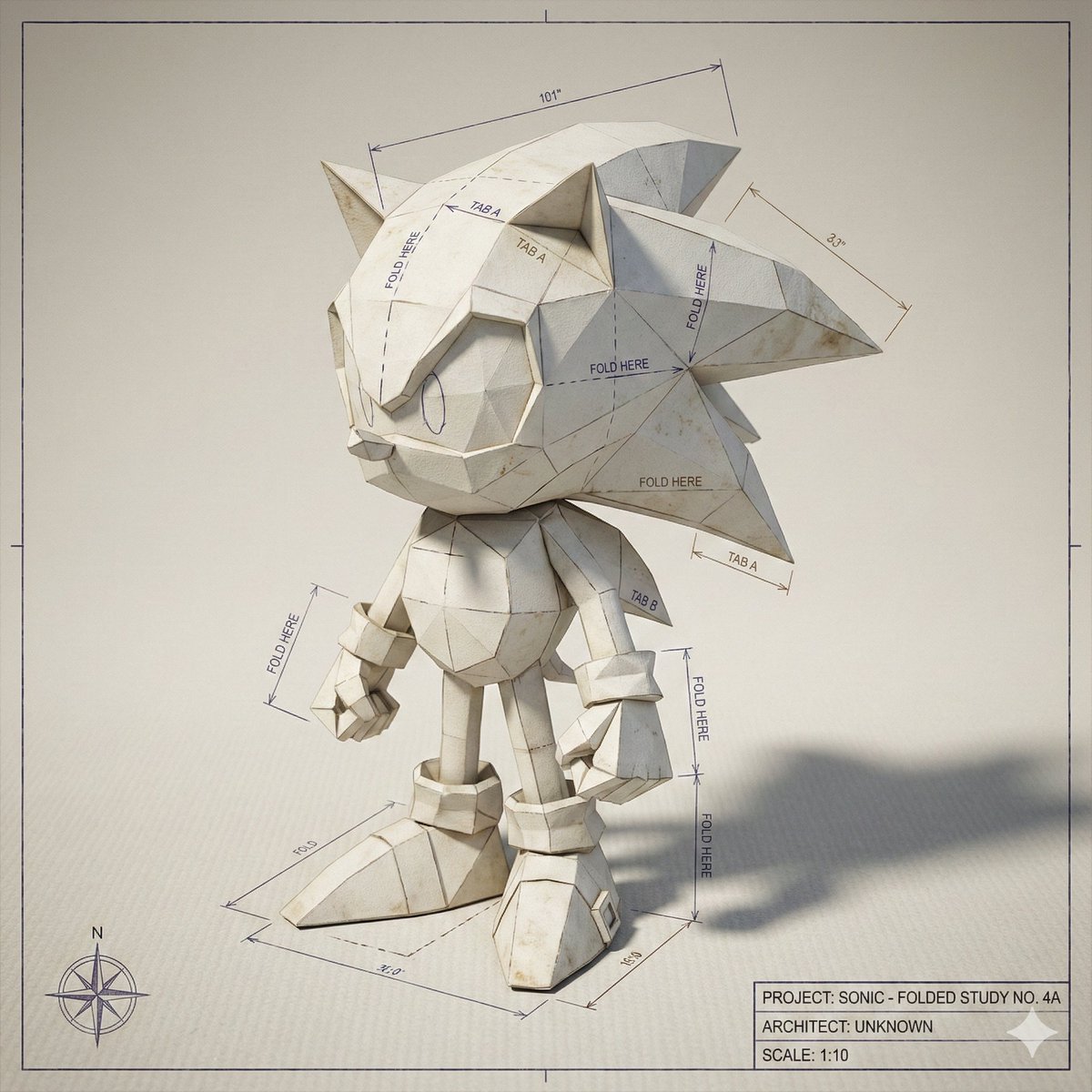 Game Asset - Folded Paper Blueprint of a Character — output 1