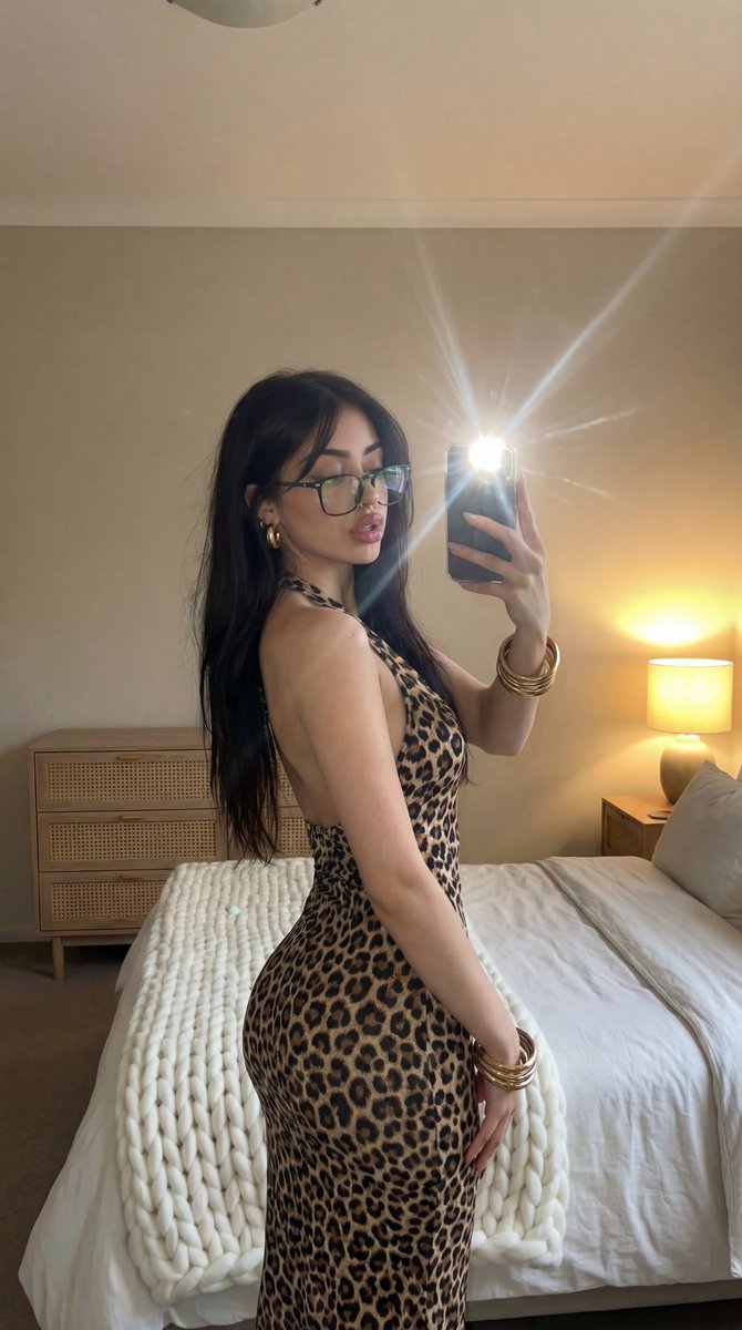 Profile / Avatar - Leopard Print Mirror Selfie Prompt — output 1