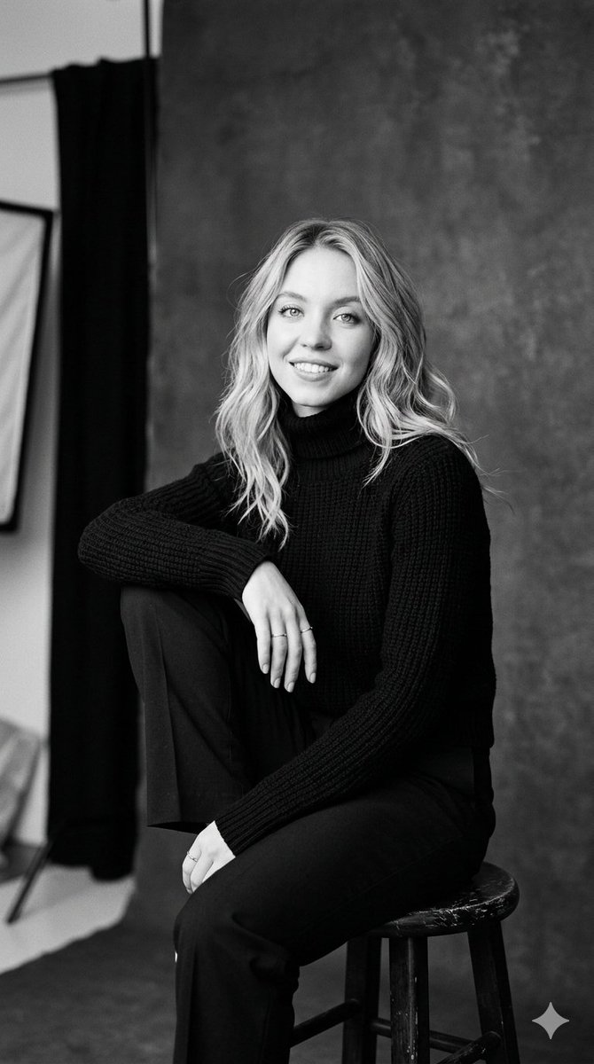 Profile / Avatar - Sydney Sweeney B&W Studio Portrait — output 1