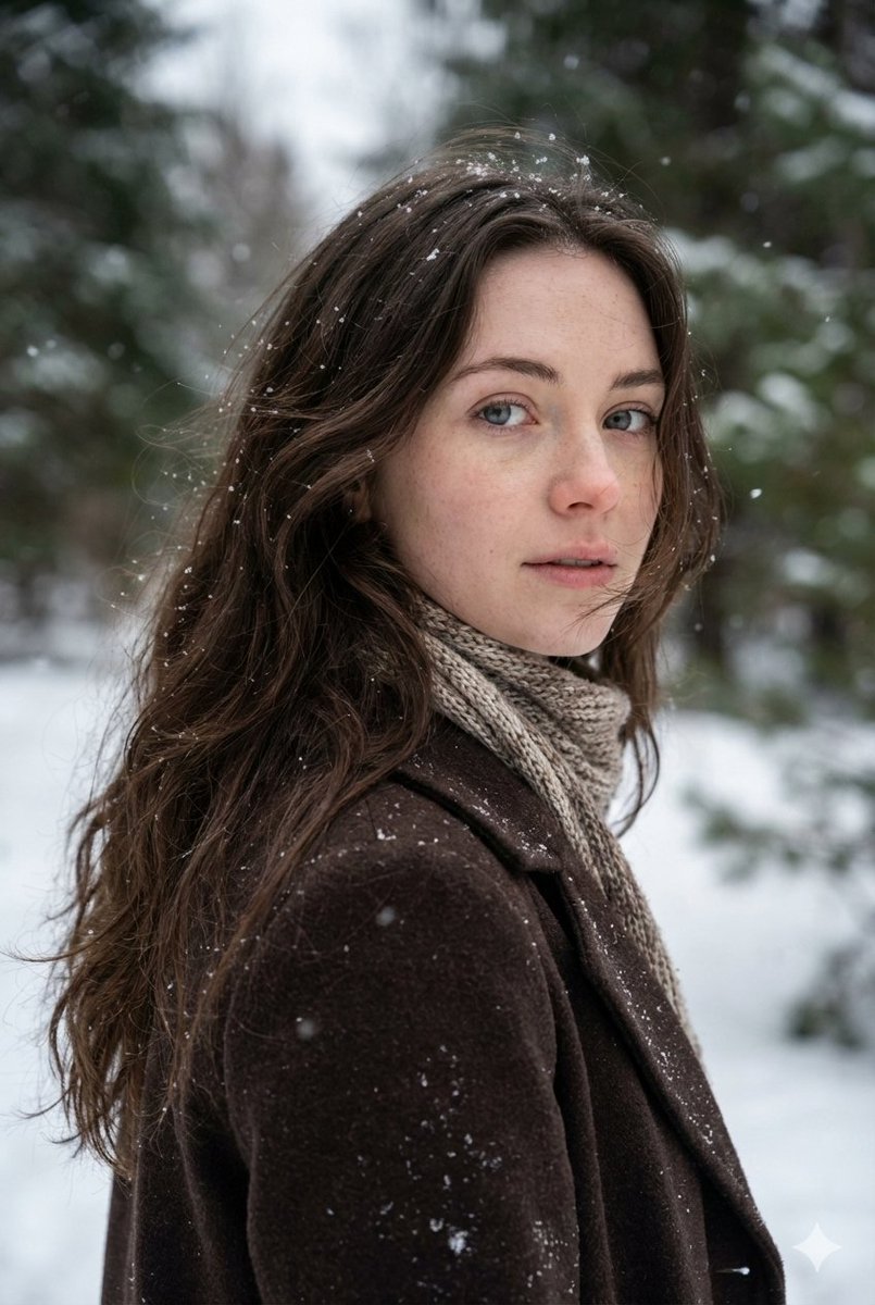 Cinematic Winter Forest Portrait — output 1