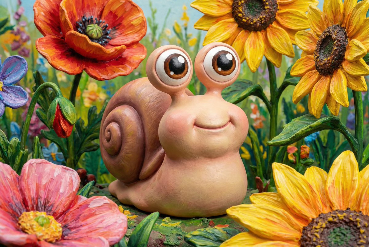 Social Media Post - Painted Chibi Snail Macro View — output 1
