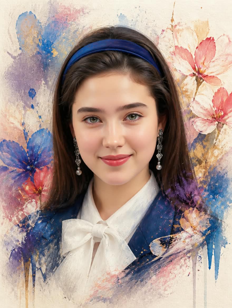 Profile / Avatar - Mixed-Media Floral Fashion Portrait — output 1