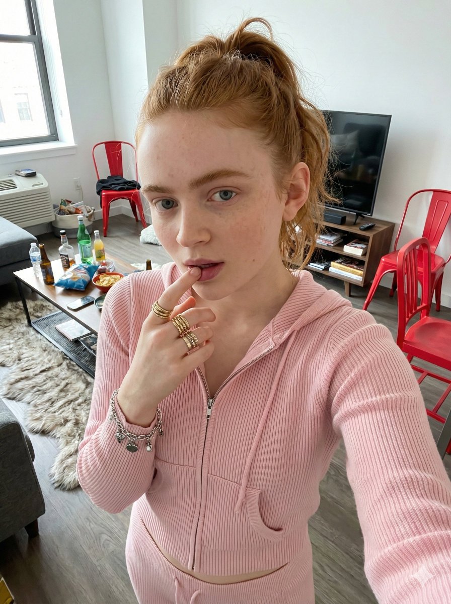 Profile / Avatar - Sadie Sink Candid Selfie in Loungewear Prompt — output 1