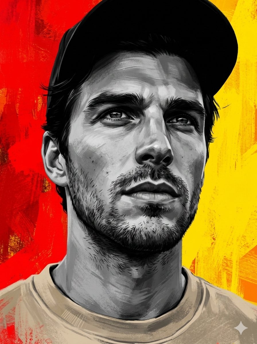 Dramatic Grayscale Portrait with Abstract Background — output 1
