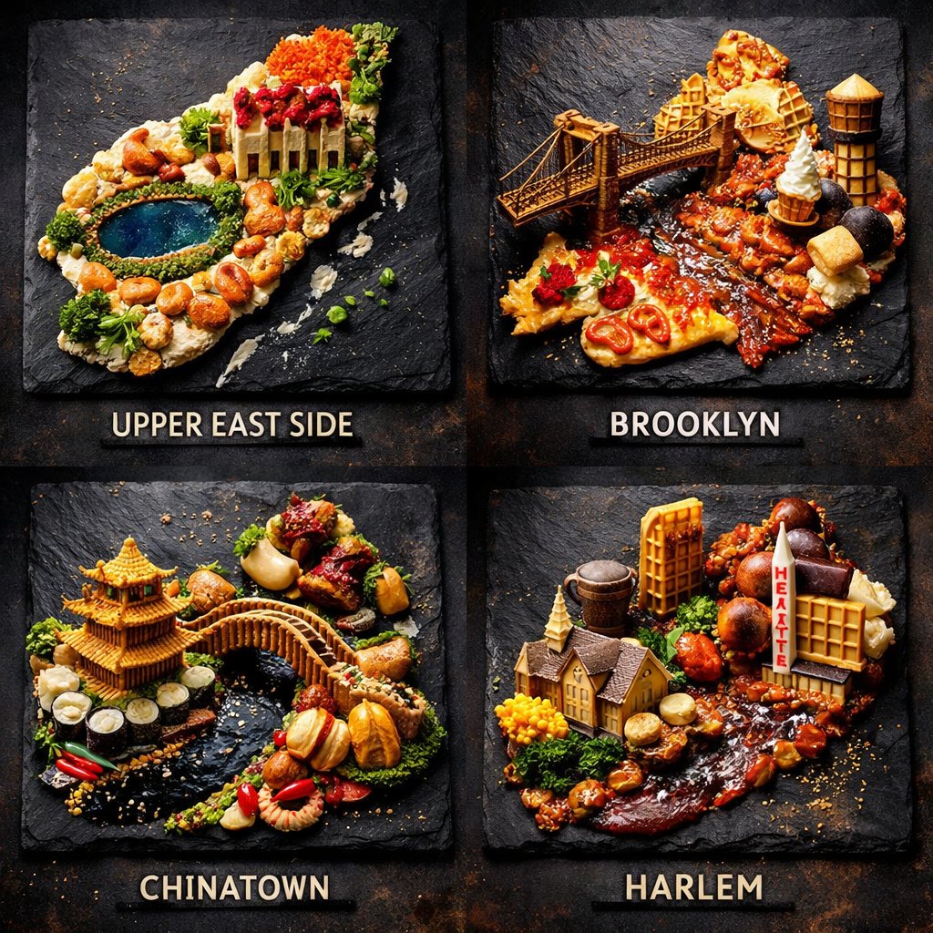 Extreme Food Art Grid of New York Neighborhoods — output 1