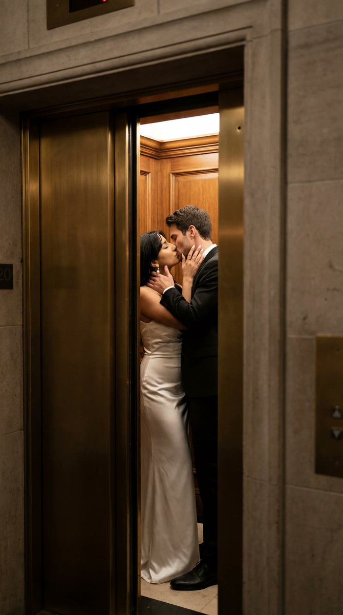 Social Media Post - Cinematic Photoreal Elevator Kiss Scene — output 1