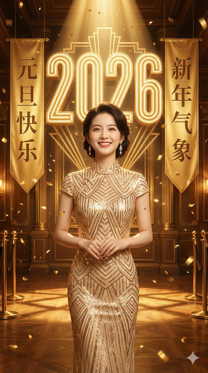 Golden New Year 2026 Celebration Portrait Prompt — output 1