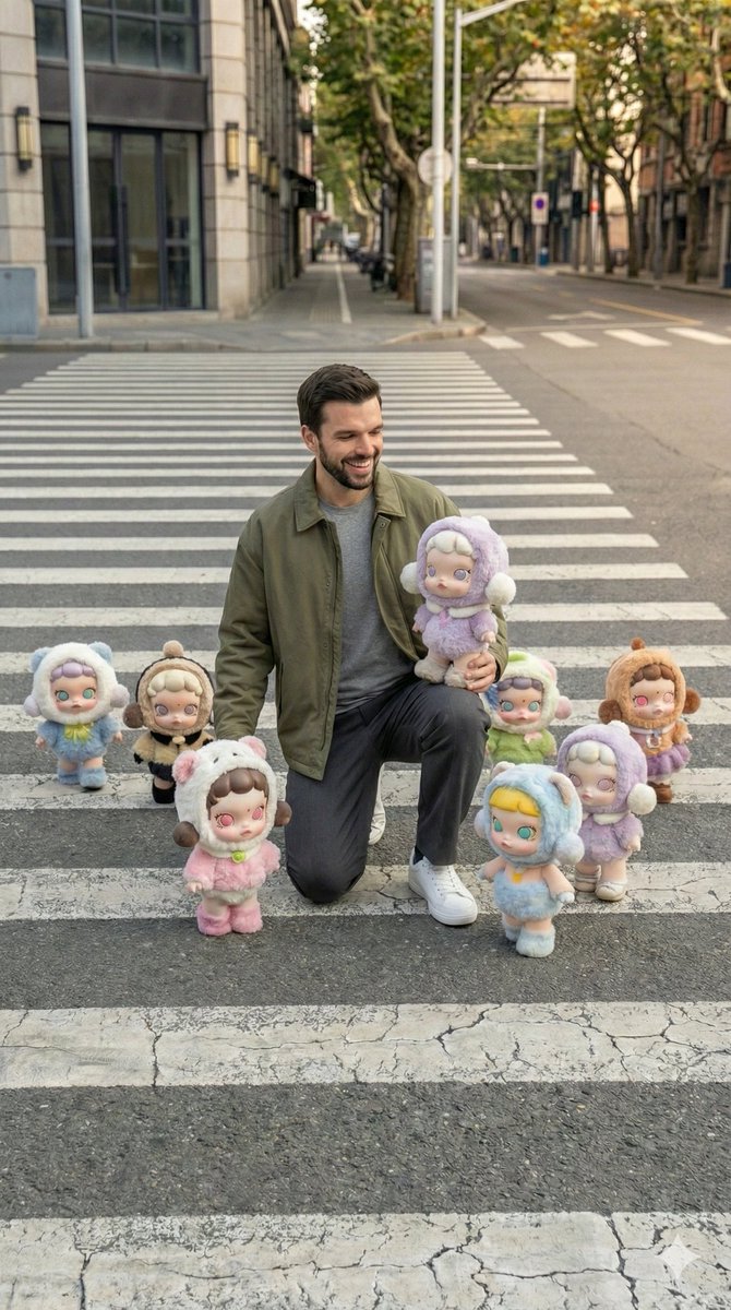 Hyper-Realistic Street Photography with Popmart Figures — output 1