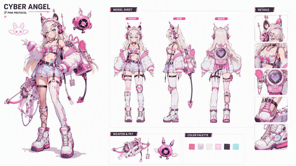 Game Asset - Cyber Angel Character Sheet — output 1