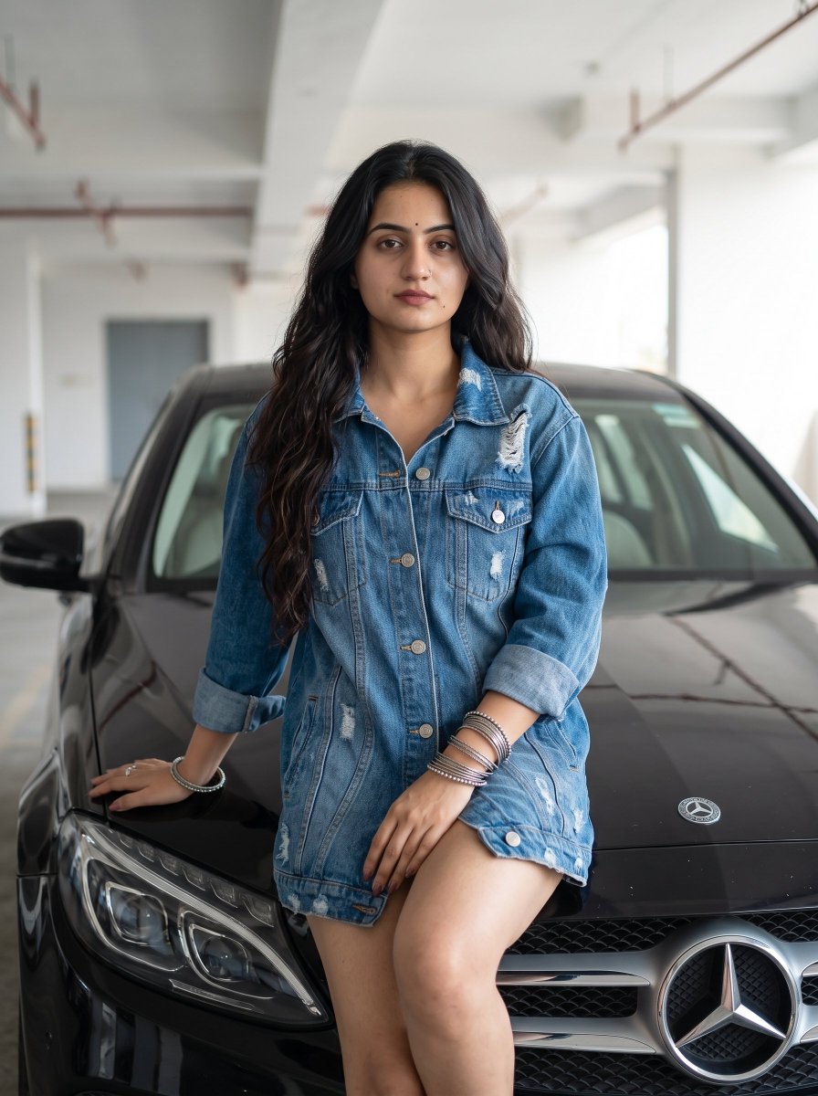 Product Marketing - Cinematic Fashion Portrait with Luxury Car — output 1