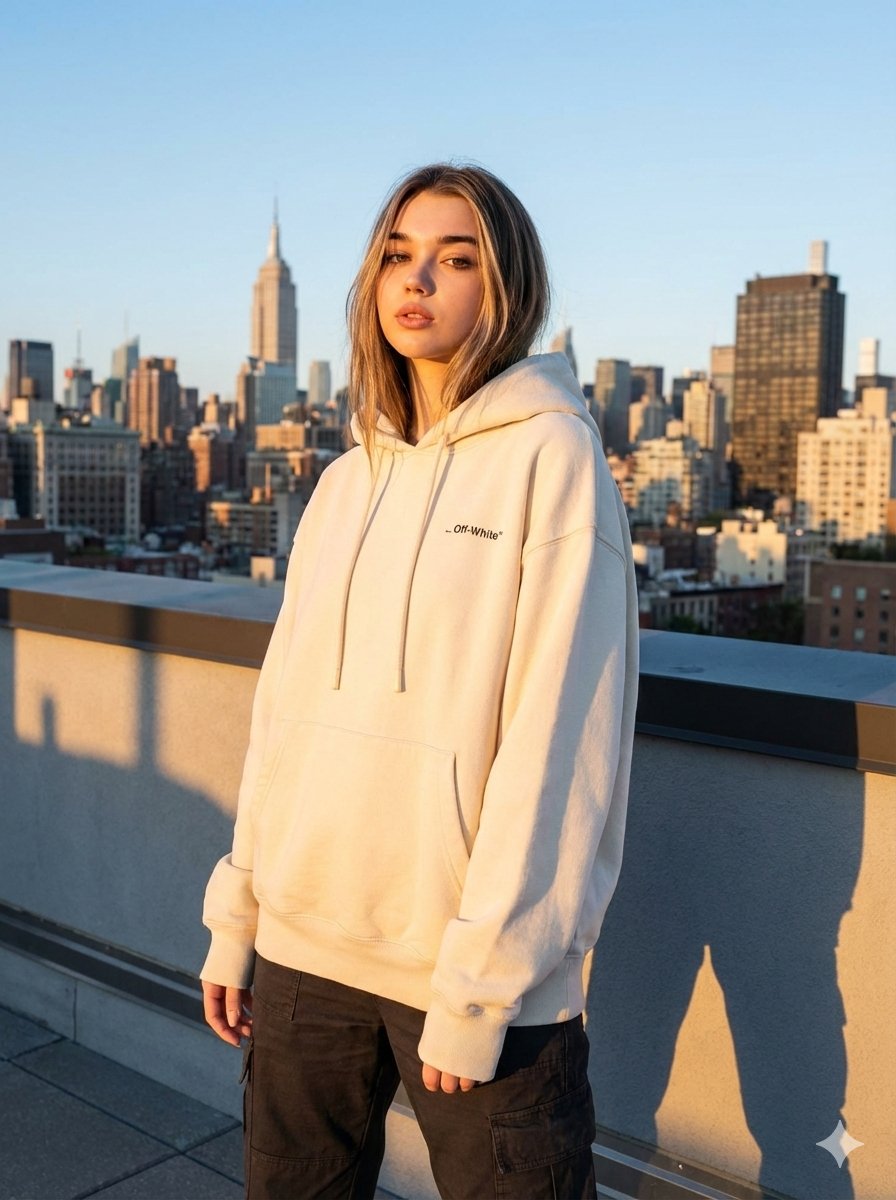 JSON Prompt for Editorial Fashion Photography on a Rooftop — output 1
