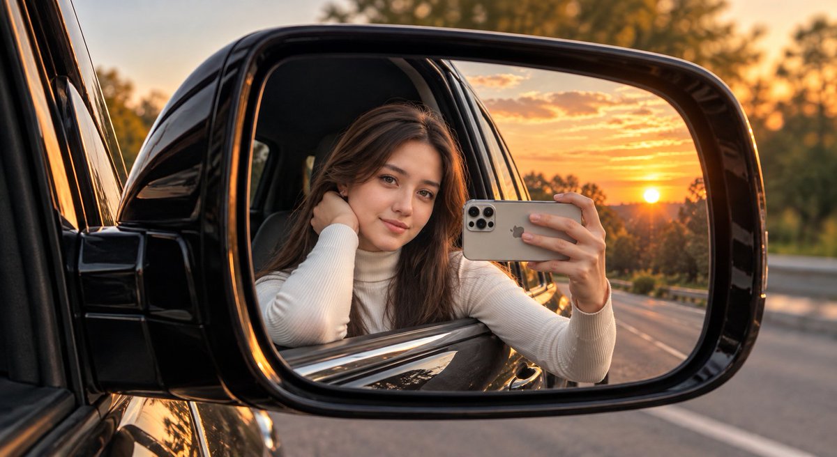 Profile / Avatar - Luxury Car Selfie Reflection Prompt — output 1