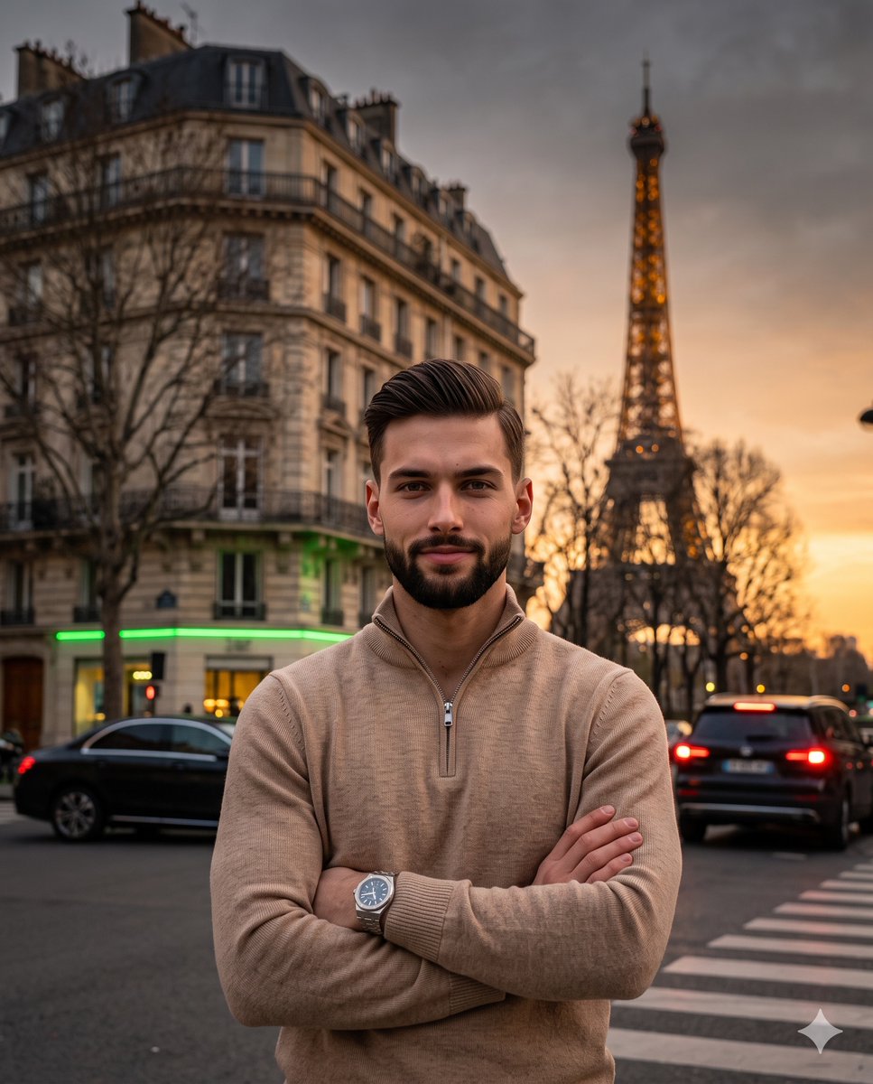 Profile / Avatar - Parisian Twilight Lifestyle Portrait — output 1