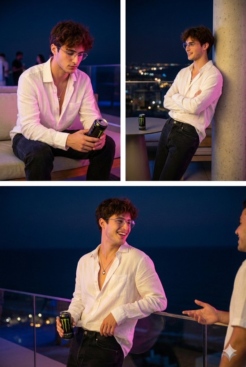 Profile / Avatar - Nighttime Roof Terrace Party Portrait Prompt — output 1