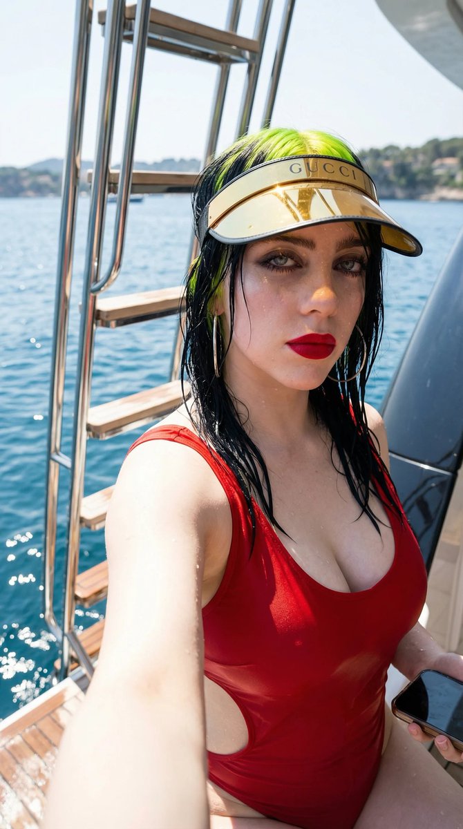 Social Media Post - Billie Eilish Luxury Yacht Selfie — output 1