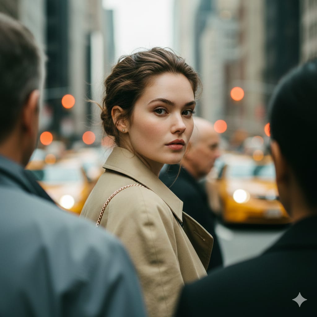 Photorealistic Candid Street Portrait with Extreme Shallow DOF — output 1