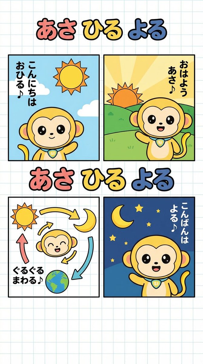 Four-Panel Comic: Morning, Noon, Night, Mandarin Orange Theme — output 1