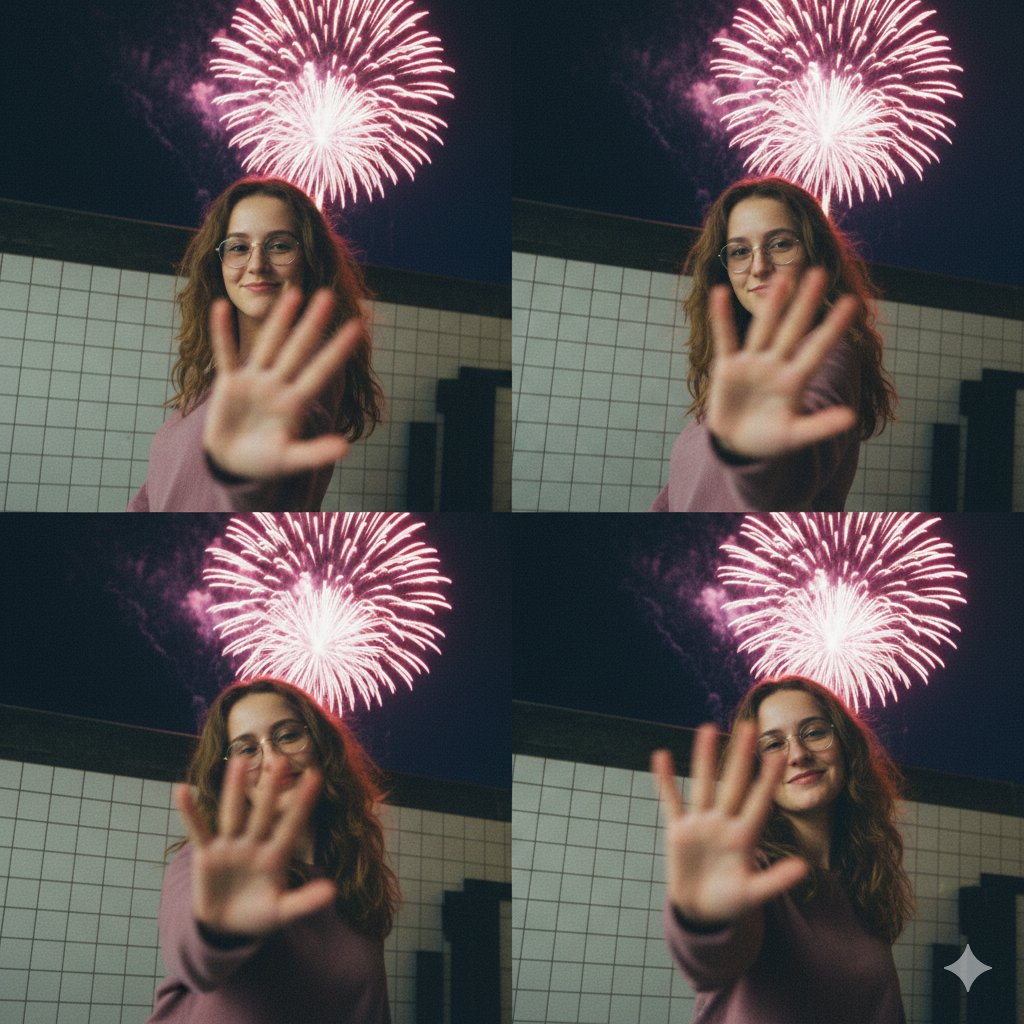 Vintage Digicam Quad-Split Collage with Motion Blur — output 1