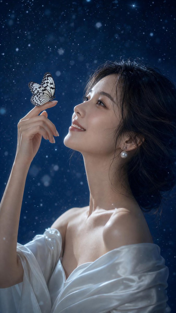 Profile / Avatar - Ethereal East Asian Portrait with Butterfly — output 1
