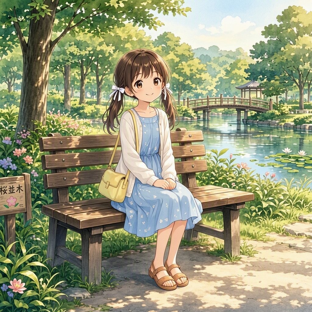 Profile / Avatar - Anime Girl on Garden Bench — output 1