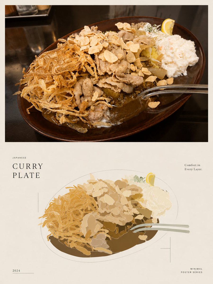 Infographic / Edu Visual - Minimal Japanese Curry Plate Poster — output 1