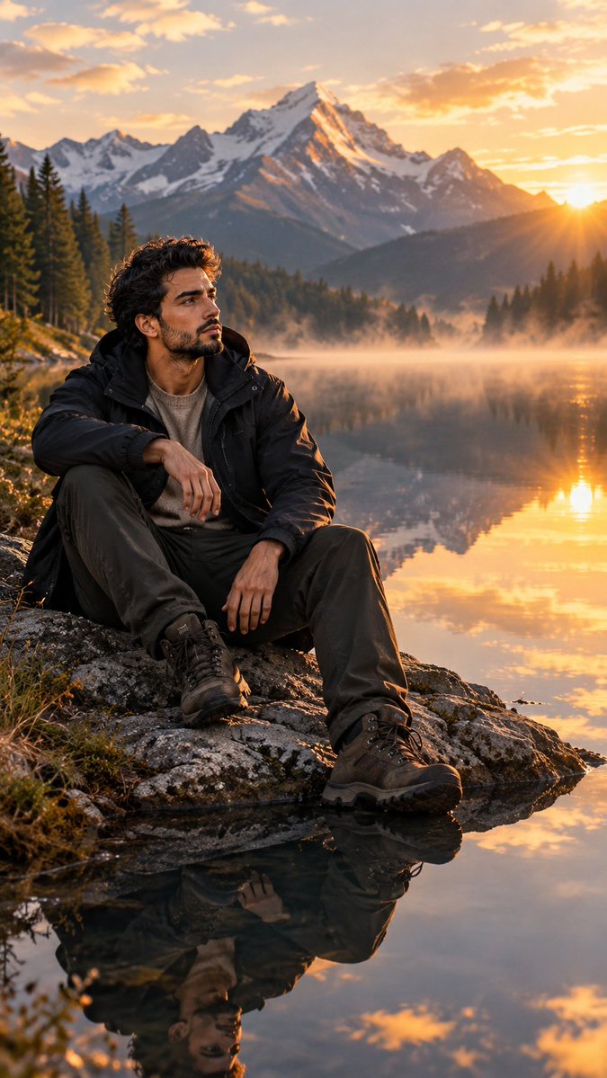 Social Media Post - Alpine Lake Sunrise Portrait — output 1