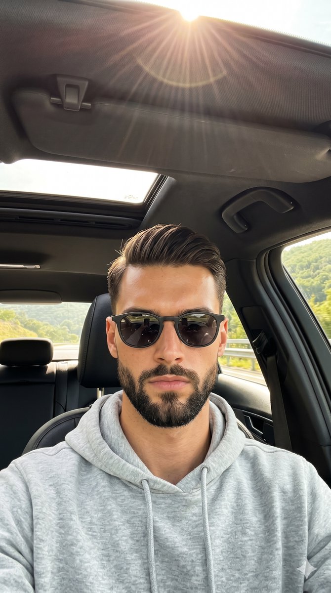 Profile / Avatar - Cinematic Car Interior Male Portrait — output 1
